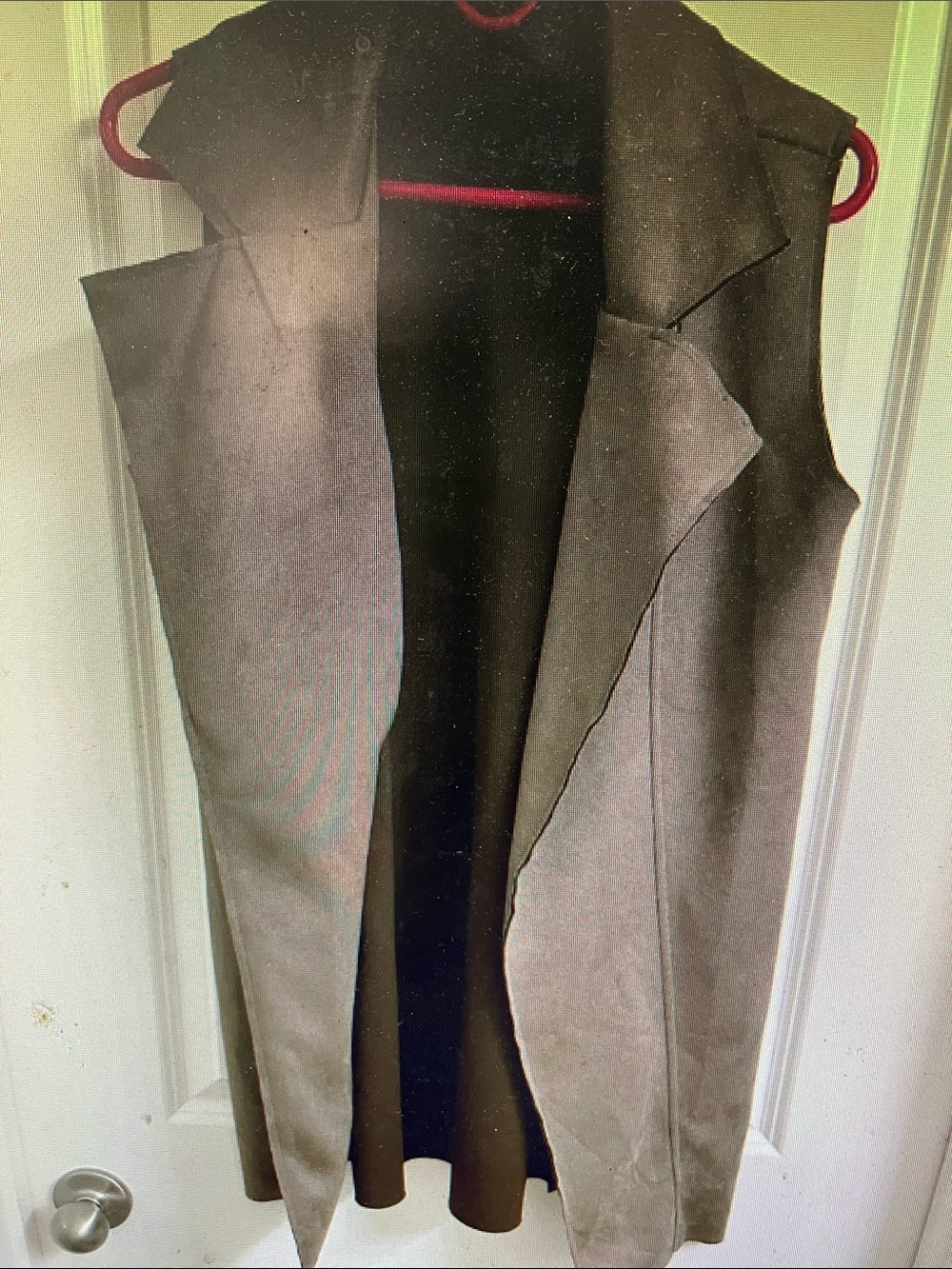 Open-Front Long Sleeveless Vest in Taupe